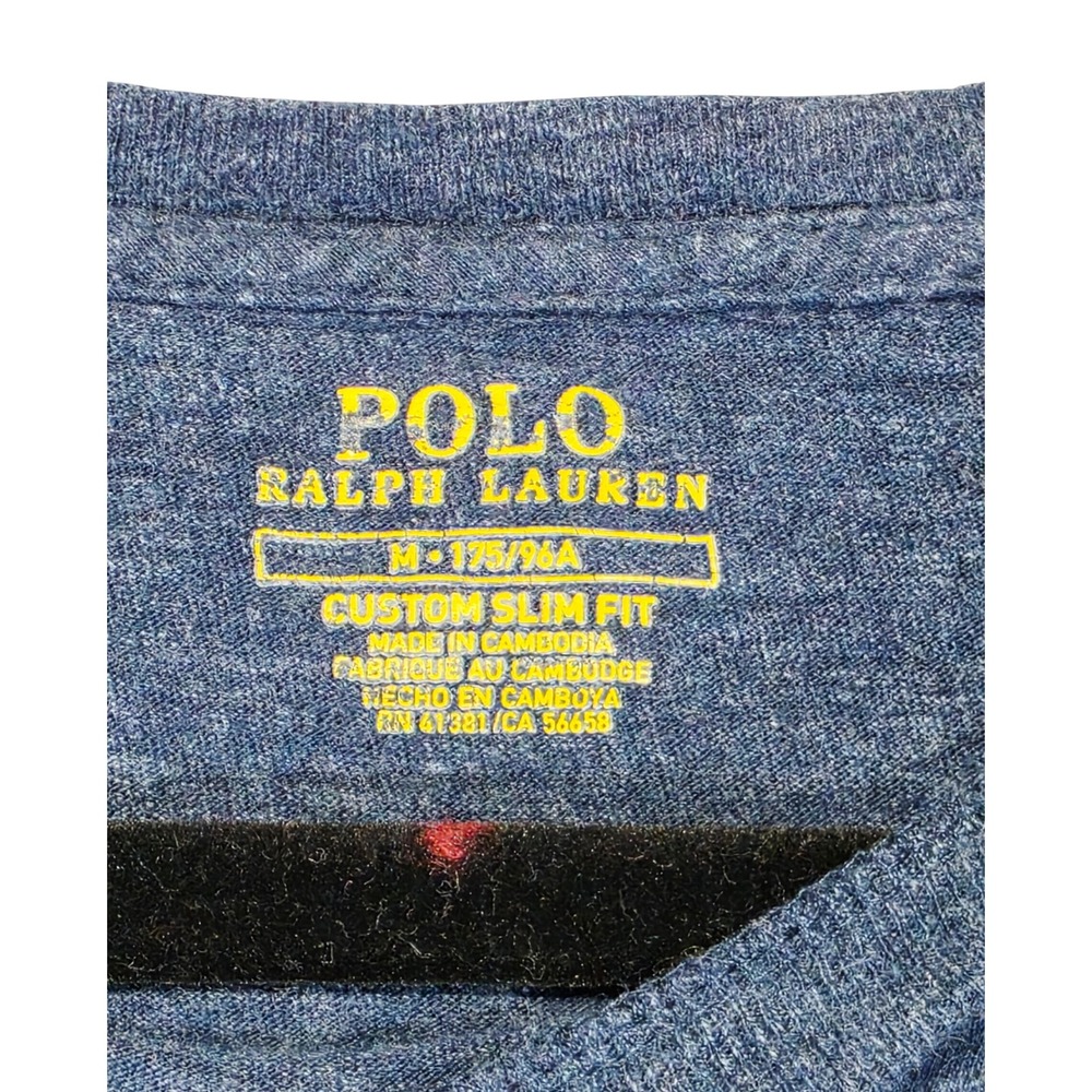 Polo Ralph Lauren Mens Blue Heather Long Sleeve T-Shirt Custom Slim Fit Medium - Picture 3 of 7